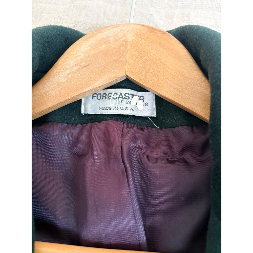 Vintage Forecaster of Boston Wool Coat Forest Green Long‎ Trench ILGWU 80s 90s - Picture 4 of 10